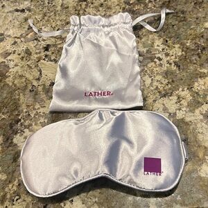 LATHER Silver Satin Sleep Mask with Pouch - Brand New!!